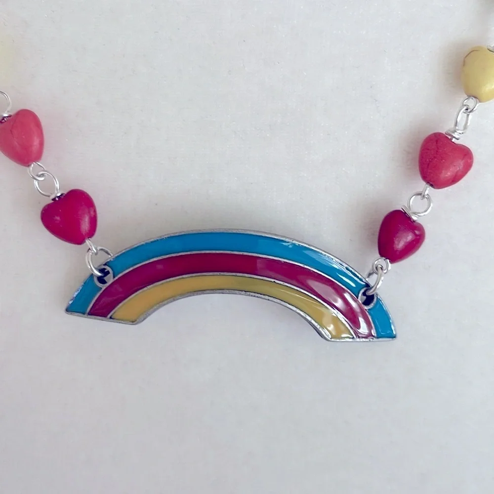 HAND CRAFTED RAINBOW PRIDE CHOKER  Hearts Red Orange Yellow Green Blue Purple - Picture 3 of 11